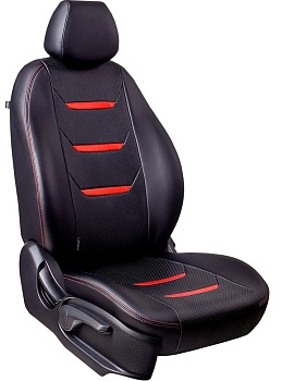 Чехлы на сиденья Hyundai Solaris II "Турин 2" экокожа, черно-красный