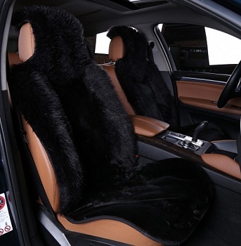 Накидка на сиденье "Искуственный мех" черный (1 штука)