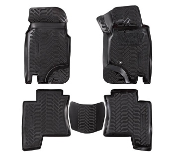 Коврики в салон для Mitsubishi Pajero II (RHD) (3D с подпятником) "Высокий борт" полимер, черный