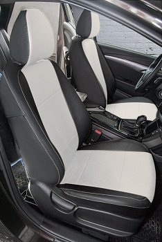 Авточехлы на Hyundai i40 I (Рестайлинг) "Почин" экокожа, черно-белый