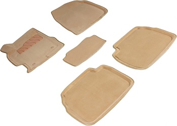 Коврики в салон для Mazda 6 II (GH) "3D" ворс, бежевый