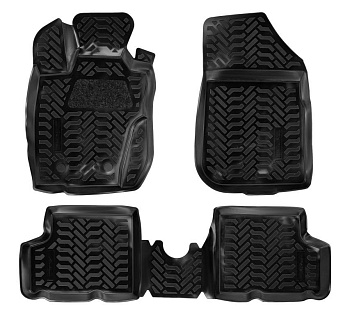 Коврики в салон для Renault Duster I 4WD (3D с подпятником) "Высокий борт" полимер, черный