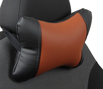 Подушка под шею "Автопилот" экокожа, черно-коричневый