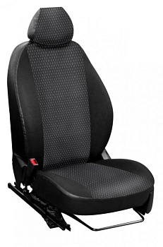 Авточехлы на Citroen Berlingo / Peugeot Partner "Лима" жаккард/экокожа, черно-белый ромб