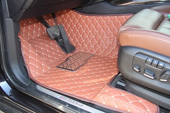 Коврики в салон для BMW Х5 (Е70) "Ромб" экокожа, коричневый
