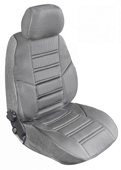 Авточехлы на LADA Priora I "Трио" жаккард/кожзам, пиксели серые