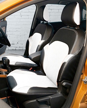 Авточехлы на LADA XRAY Cross "Почин" экокожа, черно-белый