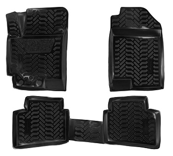 Коврики в салон для KIA Rio IV (3D с подпятником) "Высокий борт" полимер, черный