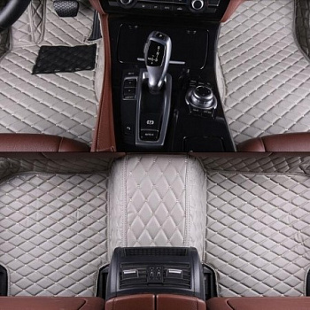 Коврики в салон для Audi Q7 II (4M) "Ромб" экокожа, серый