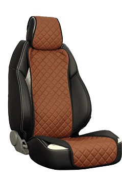 Накидка из экокожи (широкое сиденье) "Автопилот" ромб, темно-коричневый (2 шт.)