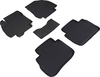 Коврики в салон для Nissan Tiida "Высокий борт" резина, черный