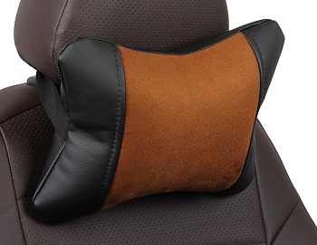 Подушка под шею "Автопилот" алькантара, черно-коричневый