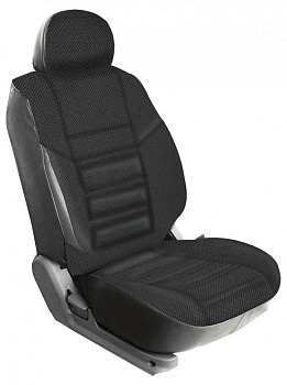 Авточехлы на Mercedes-Benz Sprinter (1+1) "Трио" жаккард/кожзам, сетка серая