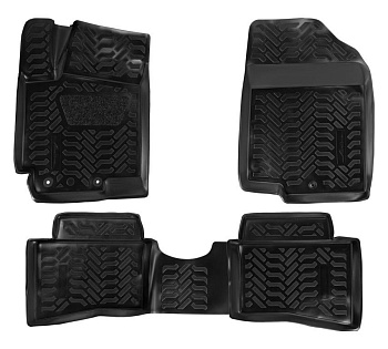 Коврики в салон для Hyundai Solaris I (3D с подпятником) "Высокий борт" полимер, черный