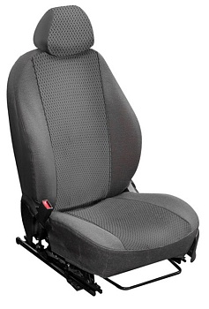 Авточехлы на Mitsubishi Lancer X (Седан) "Лима" жаккард/кожзам, плетенка серая