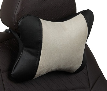 Подушка под шею "Автопилот" алькантара, черно-бежевый