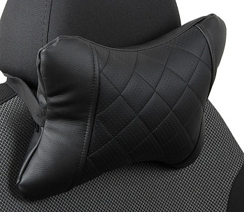 Подушка под шею "Автопилот" ромб, экокожа, черный