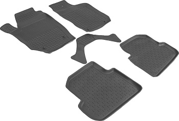 Коврики в салон для Skoda Fabia II "Высокий борт" резина, черный