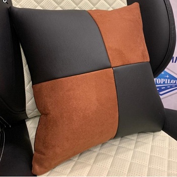 Подушка в салон "Автопилот" алькантара/экокожа, черно-коричневый