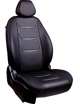 Чехлы на сиденья Hyundai Solaris II "Турин 2" экокожа, черно-серый