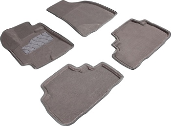 Коврики в салон для Toyota Highlander II (U40) "3D" ворс, серый