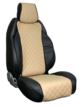 Накидка из экокожи (широкое сиденье и спинка) "Автопилот" ромб, темно-бежевый (2 шт.)