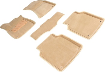 Коврики в салон для Audi A8 III (D4) (Long) "3D" ворс, бежевый