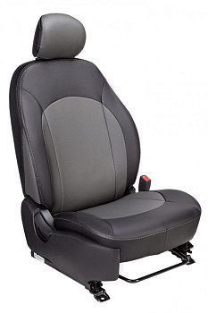 Авточехлы на Hyundai Sonata V (NF) "Алонсо" экокожа, черно-серый