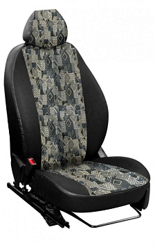 Авточехлы на Mitsubishi Lancer X (Седан) "Лима" жаккард/кожзам, серебро