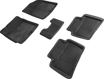 Коврики в салон Eva "3D" для Hyundai Solaris I "Соты" ЭВА, черный