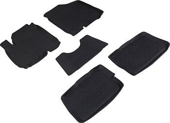 Коврики в салон для KIA Soul I "Высокий борт" резина, черный