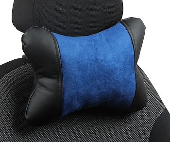 Подушка под шею "Автопилот" алькантара, черно-синий
