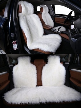 Накидки на весь салон "Premium" искусственный мех, белый, idkomp025