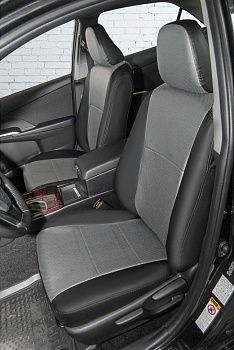 Авточехлы на Toyota Camry VII (XV50) "Почин" экокожа, черно-серый