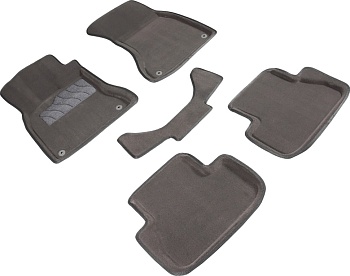 Коврики в салон для Audi A4 IV (B8) "3D" ворс, серый