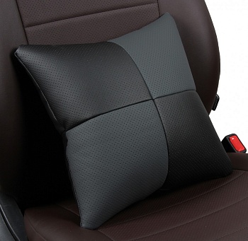 Подушка в салон "Автопилот" экокожа, черный/темно-серый
