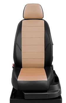 Чехлы в салон Hyundai Solaris II / KIA Rio IV / X-Line "Классика" автолидер, экокожа, черно-бежевый