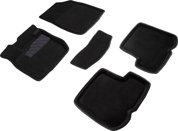 Коврики в салон для Renault Sandero I "3D" ворс, черный
