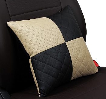 Подушка в салон "Автопилот" ромб, экокожа, черно-бежевый