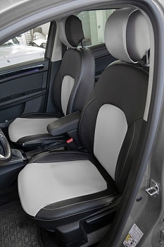 Авточехлы на Renault Arkana I "Почин" экокожа, черно-белый