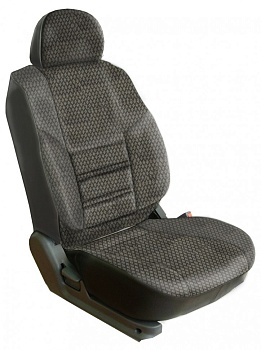 Авточехлы на Mitsubishi Lancer X (Седан) "Трио" жаккард/кожзам, ромб черно-белый