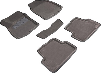 Коврики в салон для Chevrolet Aveo II "3D" ворс, серый