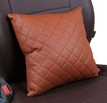 Подушка в салон "Автопилот" ромб, экокожа, коричневый PDVA2012