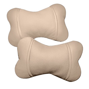 Подушка под шею "Косточка" экокожа, бежевый