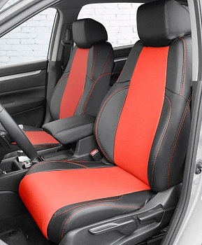 Авточехлы на Honda CR-V 5 "Почин" экокожа, черно-красный