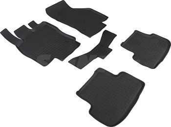 Коврики в салон для Volkswagen Golf VII "Высокий борт" резина, черный