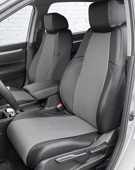 Авточехлы на Honda CR-V 5 "Почин" экокожа, черно-серый