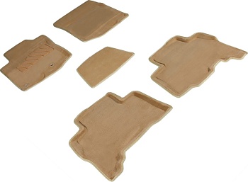 Коврики в салон для Toyota Land Cruiser Prado 150 Series (Рестайлинг 1) "3D" ворс, бежевый