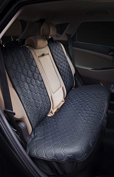 Накидка "Алькантара", задняя (3 предмета), экокожа с перфорацией, черная