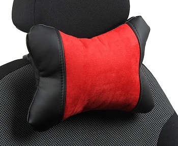 Подушка под шею "Автопилот" алькантара, черно-красный